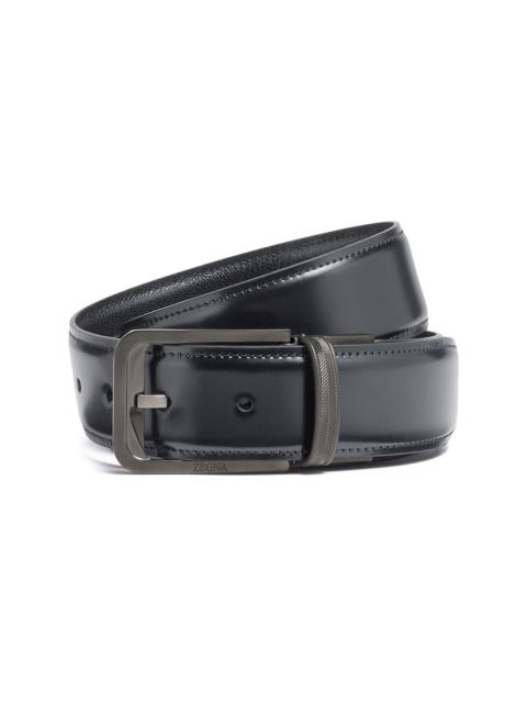 ZEGNA leather reversible buckle belt