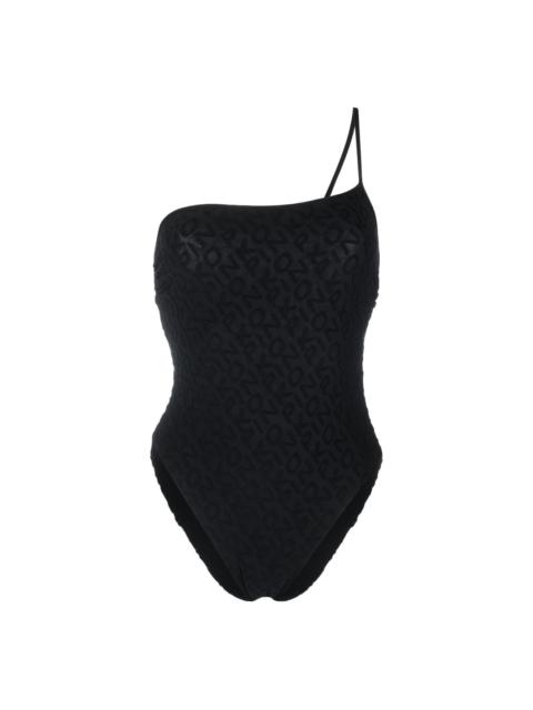 PINKO monogram-print single-shoulder swimsuit