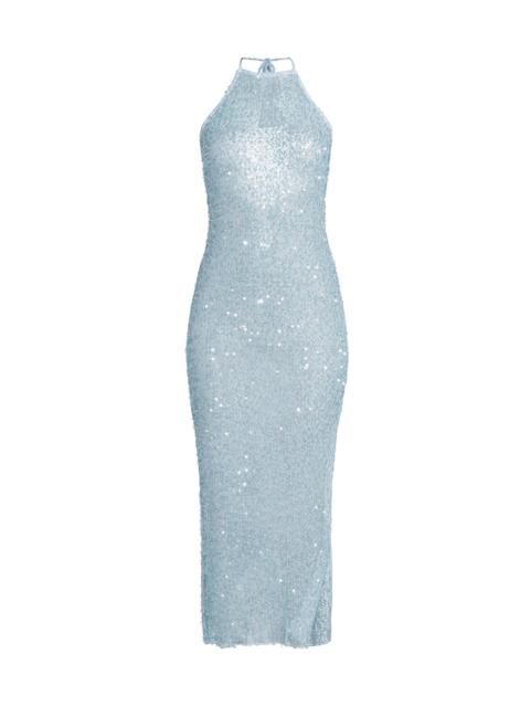MILLY Women's Sequined Mesh Halterneck Dress - Blue