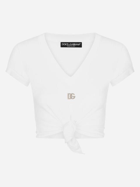 Dolce & Gabbana Jersey T-shirt with DG logo and knot detail