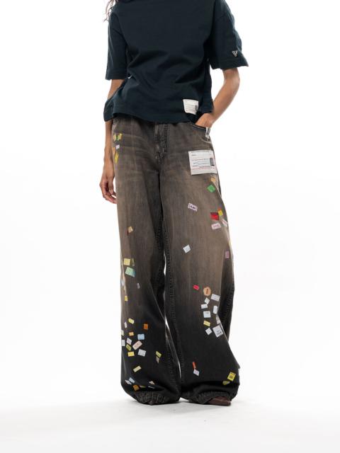 Maison MIHARAYASUHIRO Price Tag Sticker Printed Wide Denim Pants