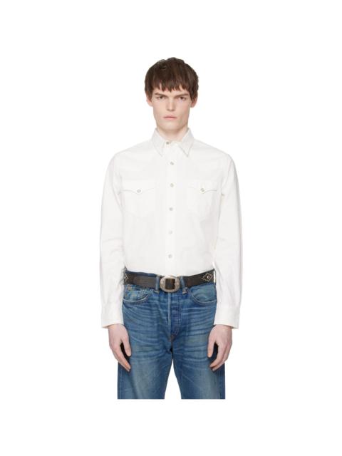 RRL by Ralph Lauren White Slim Fit Poplin Western Shirt