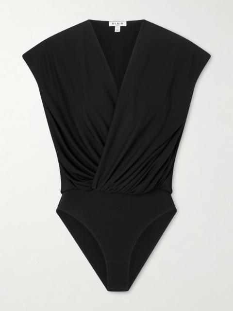 Alaïa Hooded Draped Jersey Bodysuit