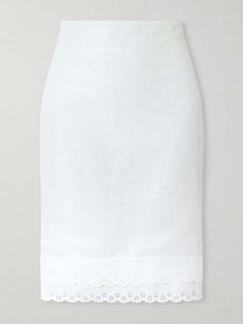 MAGDA BUTRYM Lace-trimmed Cotton And Linen-blend Mini Skirt