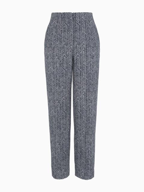 GIORGIO ARMANI Tuxedo trousers in virgin wool chevron gabardine
