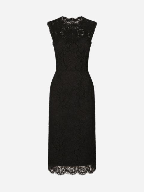 Branded stretch lace calf-length dress
