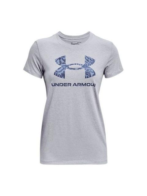 Under Armour (WMNS) Under Armour Graphic Training Sports Print Crewneck Short Sleeve Grey 1363352-011