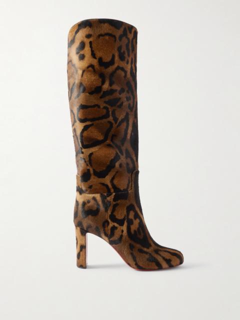 Christian Louboutin Loo Botta 85 Leopard-print Calf Hair Knee Boots