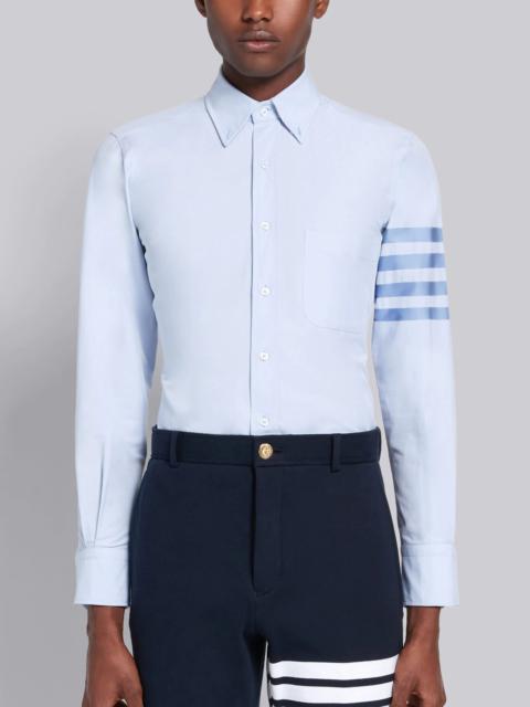 Light Blue Cotton Oxford Long Sleeve Satin Weave 4-Bar Shirt