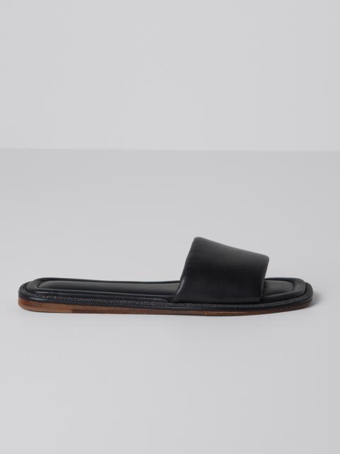 Nappa leather slides with shiny welt