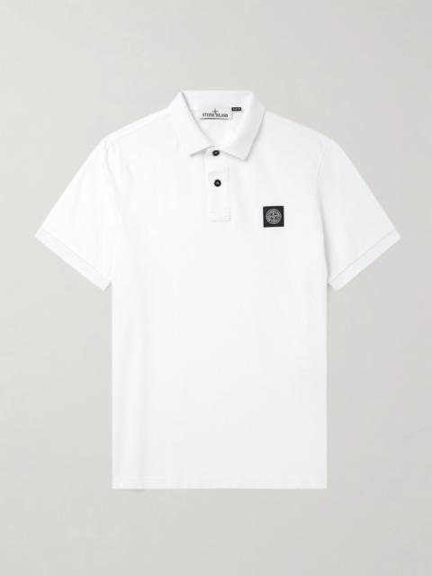 Stone Island Logo-Appliquéd Cotton-Blend Piqué Polo Shirt