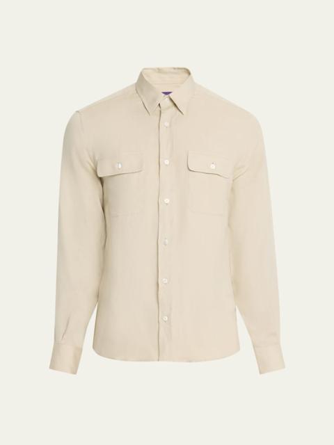 Ralph Lauren Men's Silk and Linen Button-Down Shirt