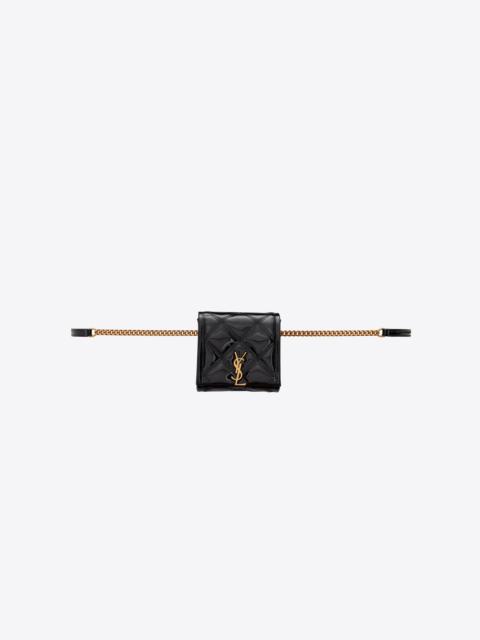SAINT LAURENT baby becky belt bag in carré-quilted patent leather