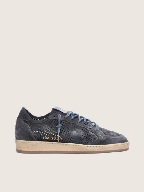 Golden Goose Men's Ball Star in dark blue perforated suede with dark blue suede star