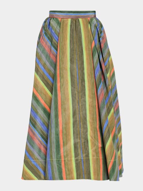 CHRISTOPHER JOHN ROGERS Louie Striped Taffeta Full Midi Skirt