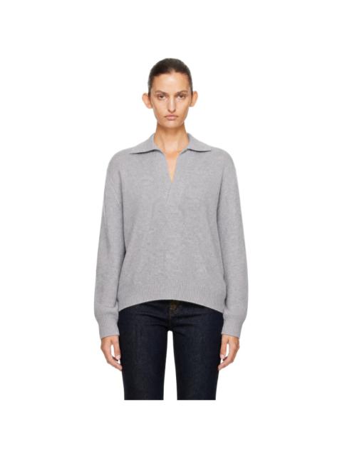 Victoria Beckham Gray Genevieve Polo Sweater