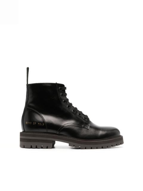 Combat leather ankle boots