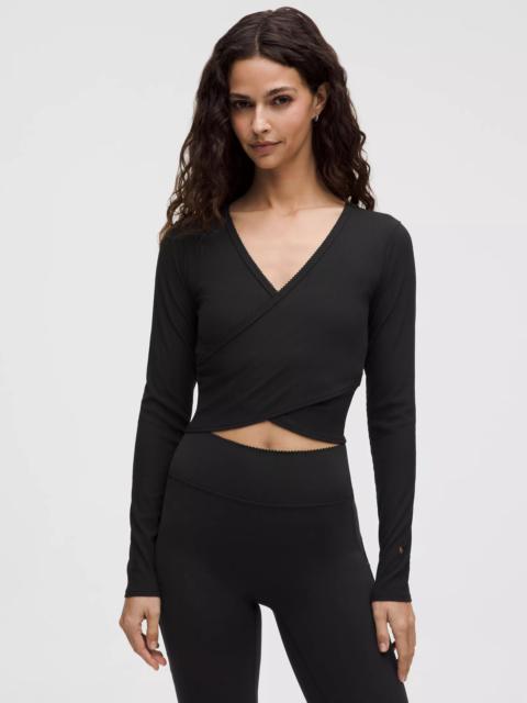 lululemon Nulu Ribbed Wrap-Front Long-Sleeve Shirt *Heart