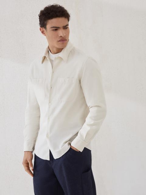 Brunello Cucinelli Garment-dyed easy fit shirt in narrow wale corduroy with chest pockets