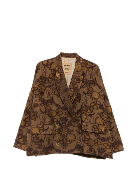 UMA WANG floral-jacquard double-breasted jacket