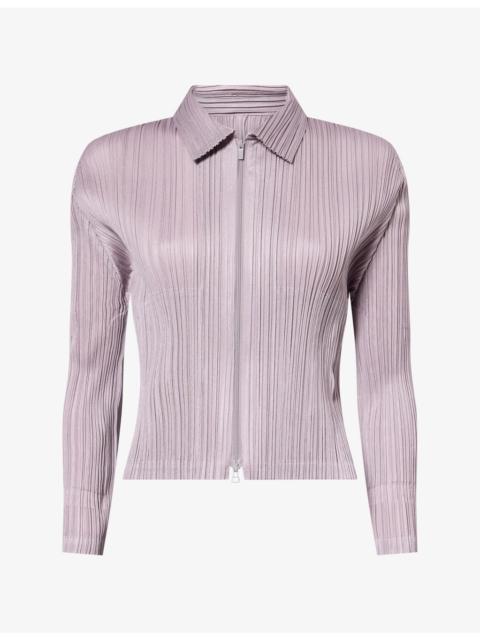 Pleats Please Issey Miyake Zip-Up Pleated Knitted Jacket
