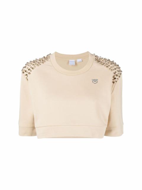 PINKO stud-embellished cropped T-shirt