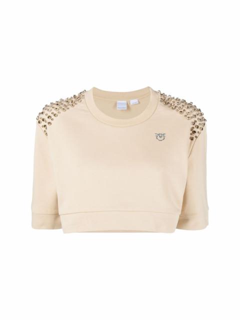 stud-embellished cropped T-shirt