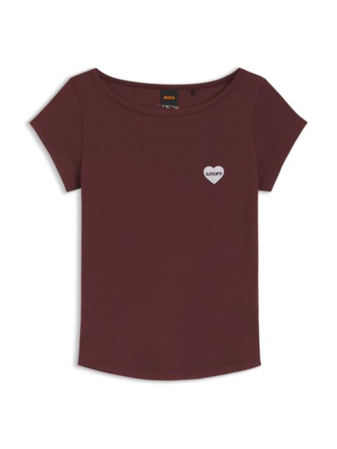 BOSS STRETCH-COTTON SLIM-FIT T-SHIRT WITH ARTWORK