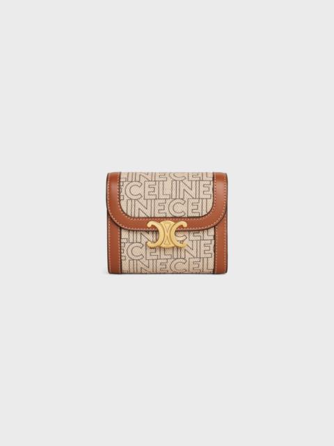 CELINE Small Wallet TRIOMPHE in TEXTILE CELINE ALL OVER PRINT