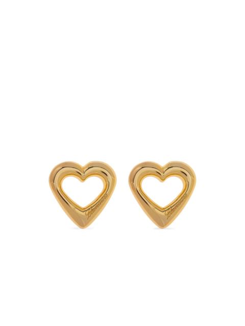 logo-engraved heart earrings