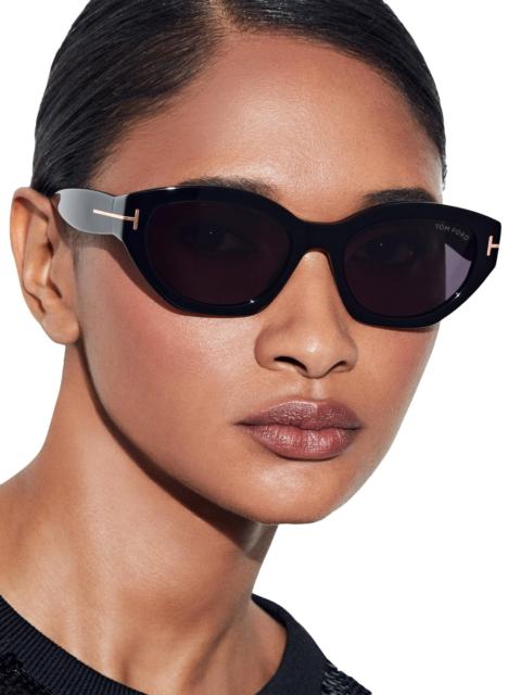 TOM FORD Women's Penny 55MM Geometric Sunglasses - Shiny Black Smoke