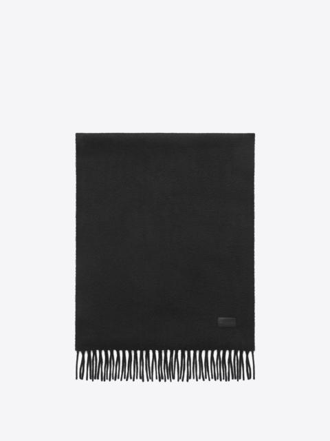 SAINT LAURENT knit fringed scarf in black cashmere