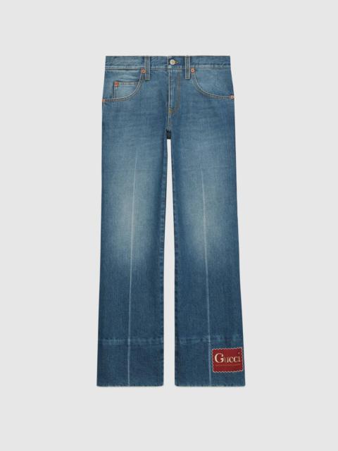 GUCCI Marble washed denim flare pant