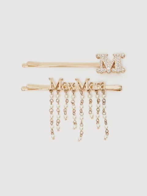 Max Mara Set of hair clips with pearls and rhinestones