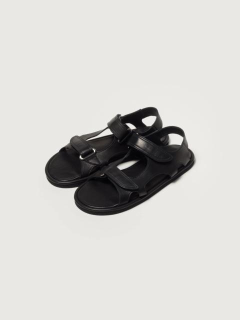 AURALEE SOFT LEATHER DOUBLE STRAP SANDALS