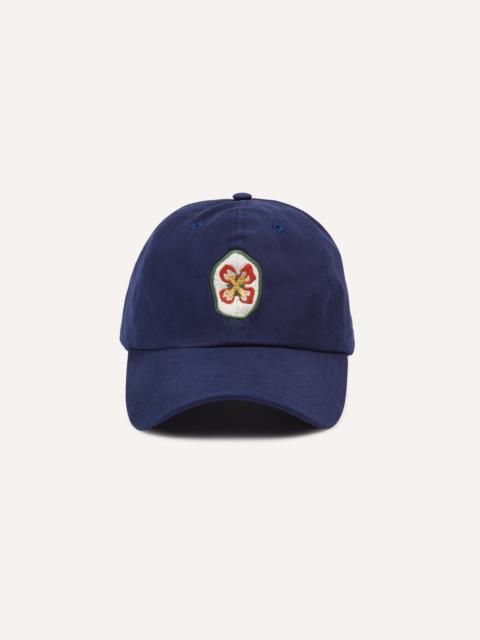Drake's Navy Flower Emblem Cotton Baseball Cap