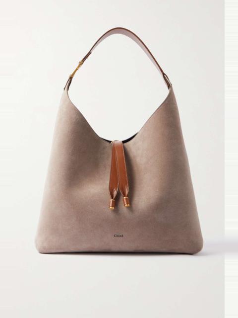 Marcie leather-trimmed suede shoulder bag