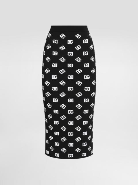 Dolce & Gabbana Viscose pencil skirt with jacquard DG logo