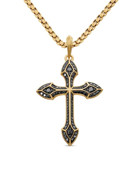 DAVID YURMAN Men's Gothic Cross Amulet in 18K Yellow Gold - Black Diamond