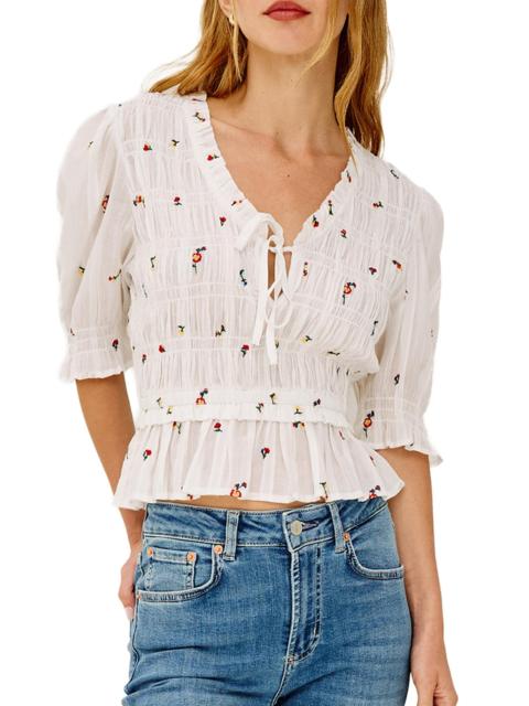 Rails Women's Fontaine Floral-Embroidered Cotton Top - White Wildflowers