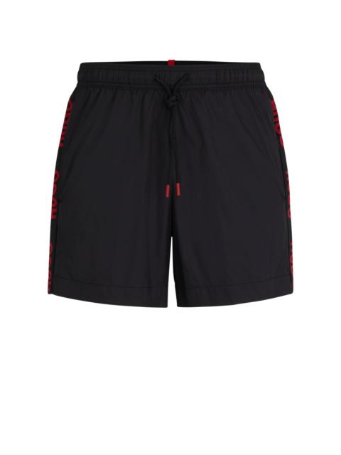 HUGO FULLY LINED SWIM SHORTS WITH LOGO TAPE