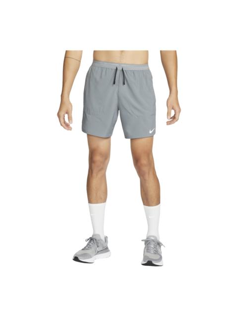 Nike Men's Nike Dri-FIT Solid Color Logo Printing Straight Quick Dry Breathable Sports Shorts Smoke Gray