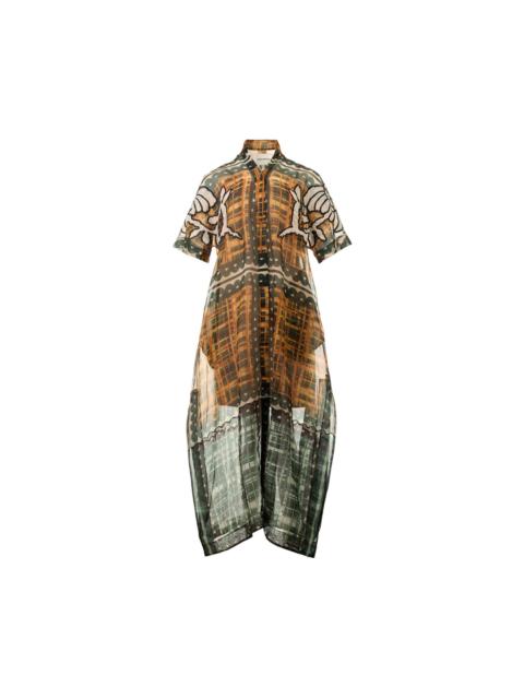 BIYAN Pleated Hem Linen Shirt Dress