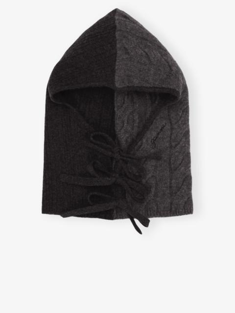 GANNI GREY AND BLACK CASHMERE MIX BALACLAVA
