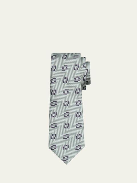 GIORGIO ARMANI Men's Herringbone Circle Woven Silk Tie