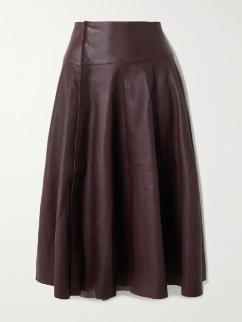 STOULS Queen paneled leather midi skirt Burgundy