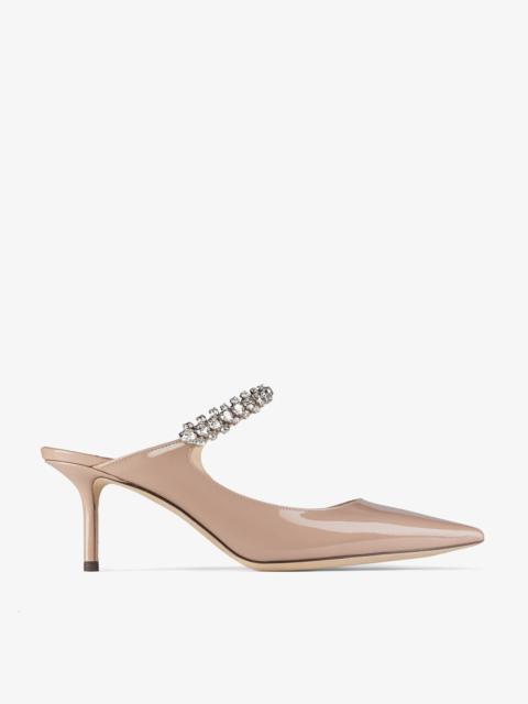 JIMMY CHOO Bing 65
Ballet Pink Patent Leather Mules with Crystal Strap