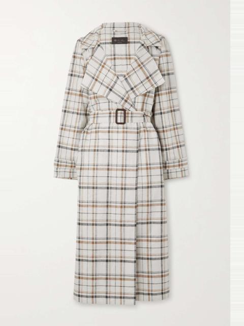 Loro Piana Bille checked belted linen trench coat
