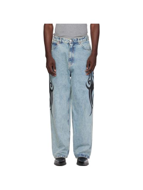 VETEMENTS Blue Graffiti Baggy Jeans