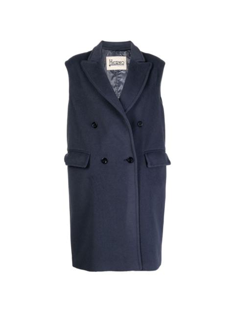 velour-effect double-breasted coat